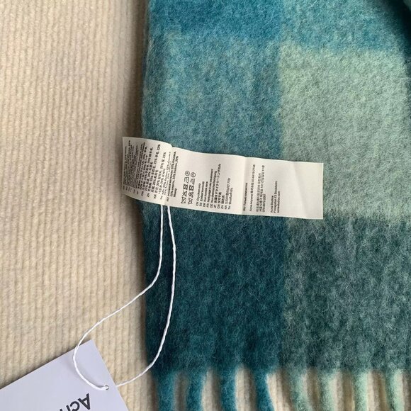 Acne Studios Blue Check Mohair Wool Scarf - Picture 5 of 5